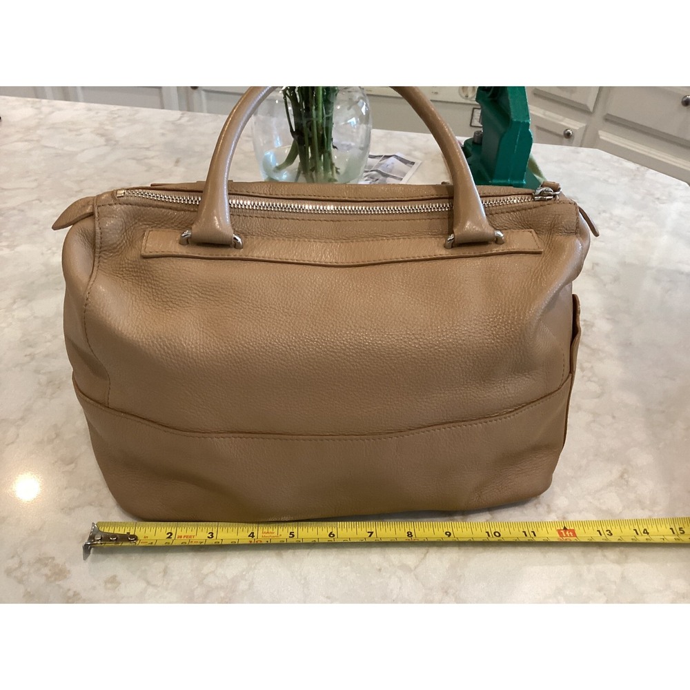 Furla Leather Satchel Top Handle Bag Designer Purse Handbag Tan